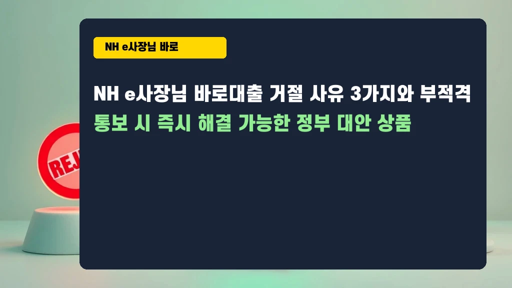 NH e사장님 바로대출 거절? 당황하지 말고 이 방법부터