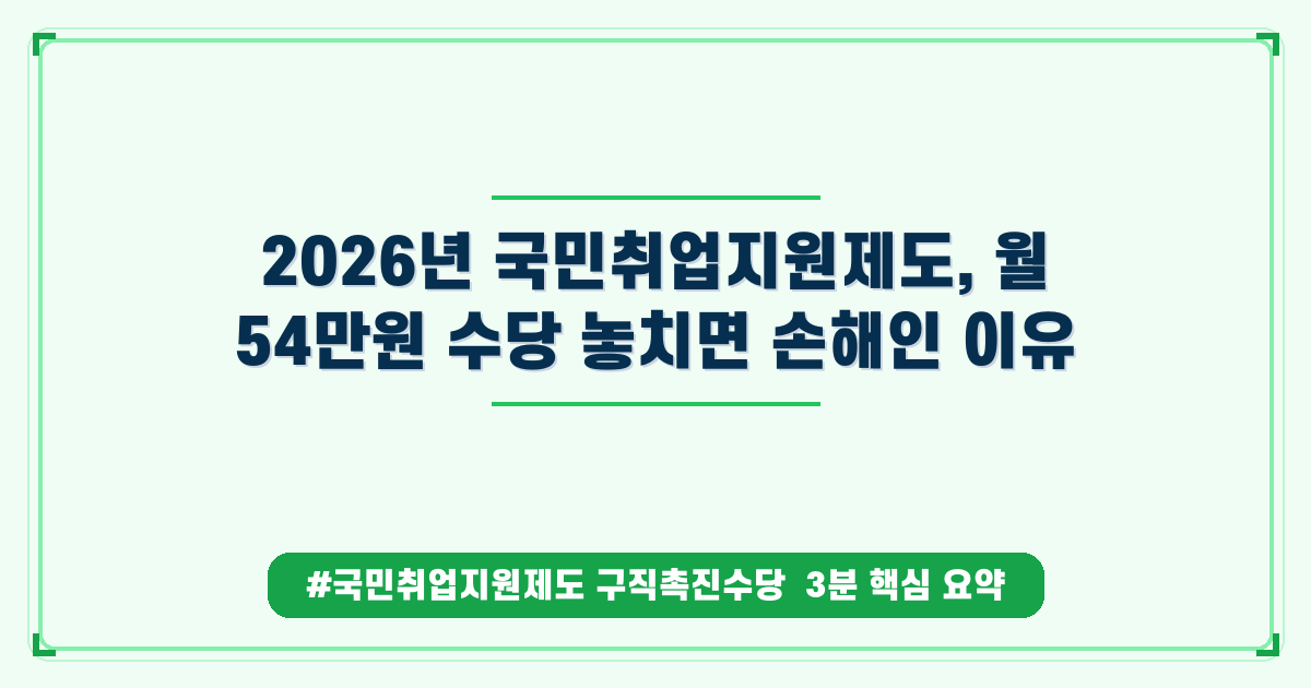 2026년 국민취업지원제도, 월 54만원 수당 놓치면 손해인 이유