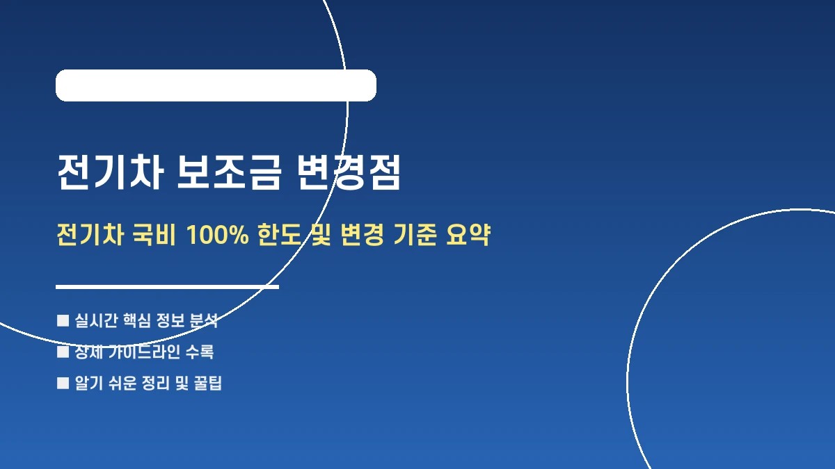 전기차 보조금 국비 100% 조건 및 지자체 혜택 요약 정리