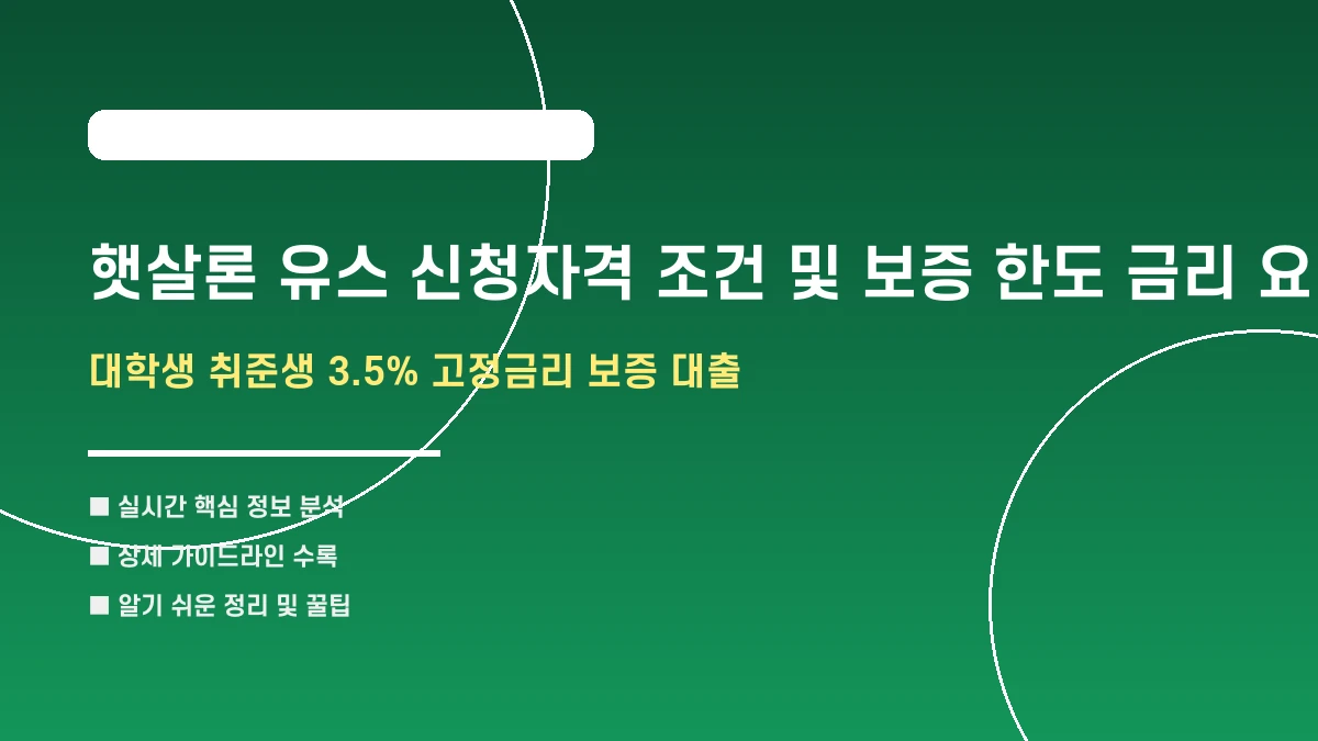 햇살론 유스 신청자격 조건 및 보증 한도 금리 요약