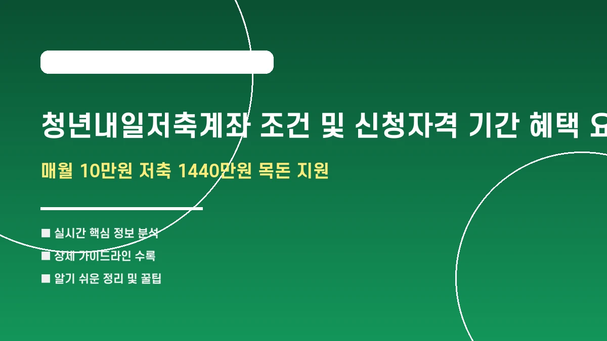 청년내일저축계좌 조건 및 신청자격 기간 혜택 요약